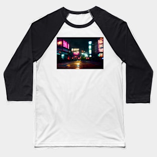 Tokyo City Street View With Neon signs / Tokyo, Japan Baseball T-Shirt